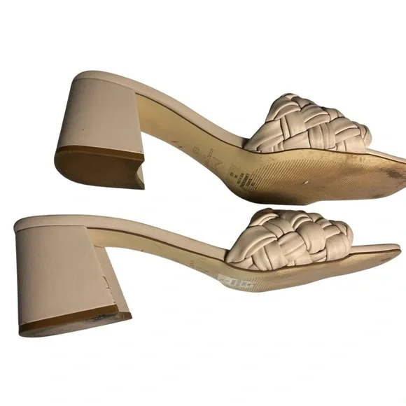 Marc Fisher Woven Faux Leather Moral Slide Sandals, Size 9.5M, Light Natural - Picture 9 of 13